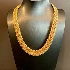 Napier Gold Braided Collar Necklace. Excellent Vintage Condition.